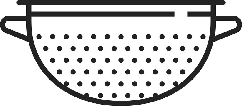 Colander line icon, kitchen cooking utensils