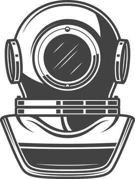 Diving helmet isolated vector retro scuba mask