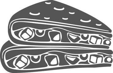 Mexican quesadilla fastfood snack monochrome icon