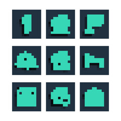 Set line House, with heart shape, Garage, Hanging sign Sold, wrong mark, Real estate message house, key and Bed icon. Vector