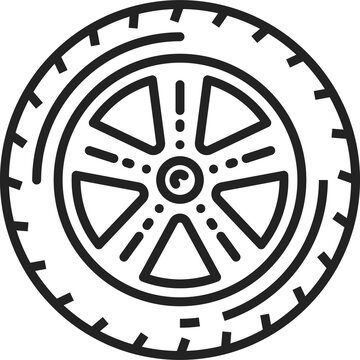 recommend clip art: Car wheel vector thin line icon. Car tire and alloy rim auto service