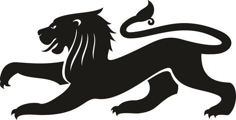 Lion with long tongue heraldry animal black dragon