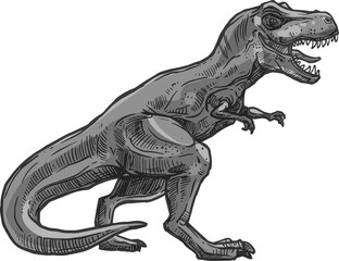 Tyrannosaurus T-rex isolated grey dinosaur sketch © Vector Tradition