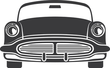 Retro vehicle front view icon isolated old car