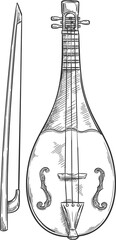 Rebec sketch, bowed stringed music instrument