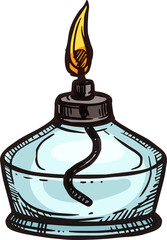 Alcohol burner or laboratory spirit lamp sketch