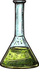 Laboratory chemical volumetric glass flask, sketch