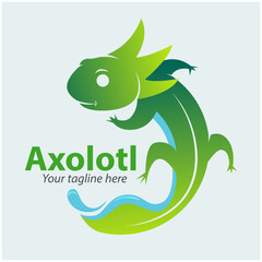 Vector abstract, Axolotl or Mexican salamander as a symbol or logo to save the environment. 