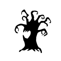 Obraz premium Devil tree silhouette with dry branches and vultures Come out to haunt on Halloween night.