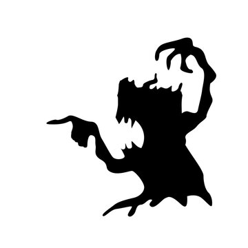recommend clip art: Devil tree silhouette with dry branches and vultures Come out to haunt on Halloween night.