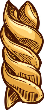 Swirl shape pasta, torti isolated icon