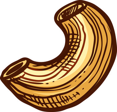 Italian gobetti rigati pasta sketch icon