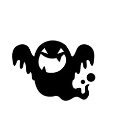 Scary face silhouettes of ghosts floating in the air to haunt people on Halloween night.