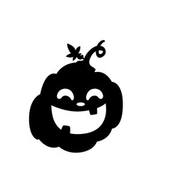 Pumpkin Silhouette Carving Horrible Ghost Face For Halloween Card Decoration