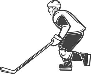 Ice hockey forward or defender player side view