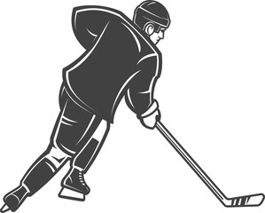 Professional ice hockey player skating isolated