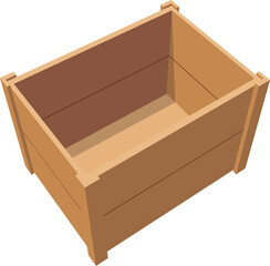 Transportation crate top view isolated wooden box