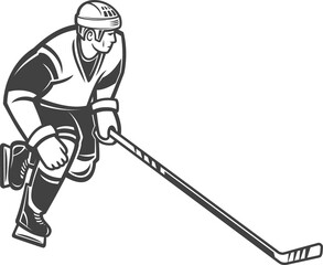 Bandy player with ice hockey stick isolated man