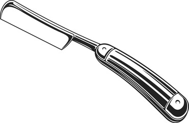Open cut-throat straight razor, shaving knife icon