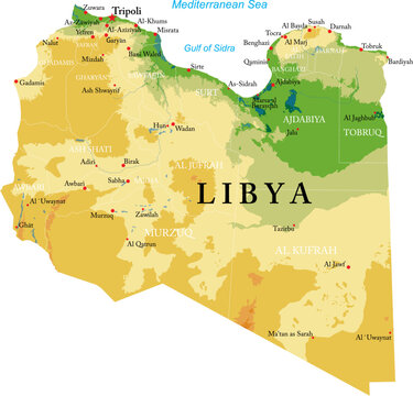 Libya highly detailed physical map
