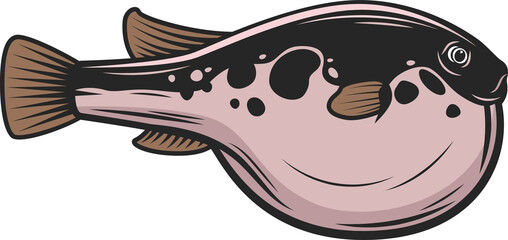 Purrerfish isolated vector Japanese fugu fish icon.