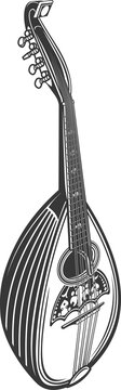 black and white mandolin musical instrument clip art preview