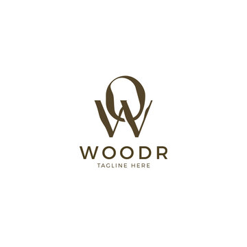 Letter WO with texture grunge logotype. Initial OW curve texture logo design. Luxury font creative monogram wooden plank font