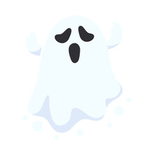 Halloween Ghost Cartoon. The scary and evil ghosts face flew out to haunt people merrily on Halloween.