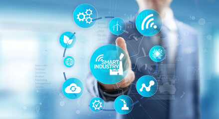 Smart industry 4.0, automation and optimisation concept on virtual. Business and modern technology concept.