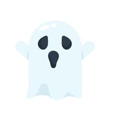 Halloween Ghost Cartoon. The scary and evil ghosts face flew out to haunt people merrily on Halloween.