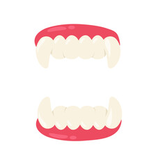 Vector Ghost Fang Sharp fangs to suck human blood on Halloween.