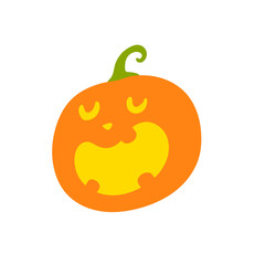 Haunted pumpkin. Listen to the gold carved ghost face. For decorating the Halloween card.