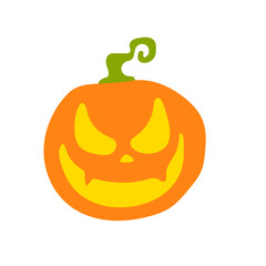 Haunted pumpkin. Listen to the gold carved ghost face. For decorating the Halloween card.