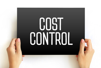 Cost Control text on card, concept background