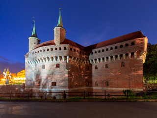 Fortification of the Barbican in Krakow at dawn.