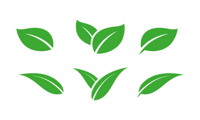 Green leaf nature element symbol. Simple flat vector icon.