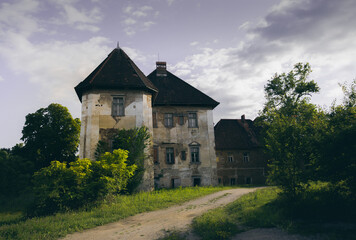 Fototapeta na wymiar Abandoned castle, Grad Bokalce, Ljubljana Slovenia. Travel in Europe, aesthetic photo