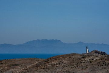 Fototapeta na wymiar Anacapa Lighthouse And The California Coast In The Distance