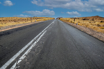 Fototapeta na wymiar Driving the desert highway
