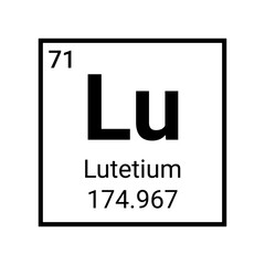 Lutetium periodic table element chemistry symbol. Lutetium chemical science atom sign icon.