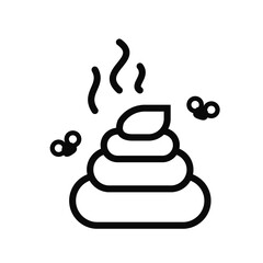 Shit icon. Yellow feces that smell so bad that flies fly around. Simple flat vector design.
