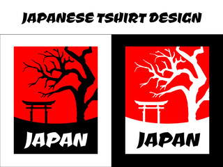 Japanese t-shirt design, silhouette for a Japanese theme