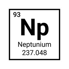 Neptunium symbol chemical element periodic table. Atomic education symbol neptunium sign.