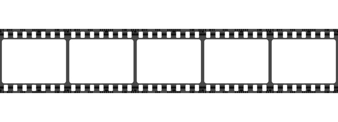 3d realistic vector icon. Film tape strip with white square. Isolated on white. Cinema concept. 
