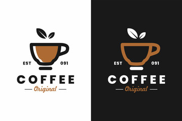 minimalist cup coffee logo, cafe logo, coffee shop logo, mug logo, tea logo