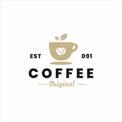 cup coffee vector logo icon, cafe or coffee shop vector logo