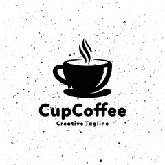 coffee shop logo in grunge background, cup logo, mug logo