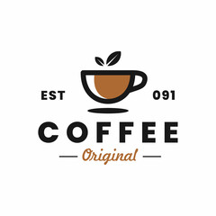 simple coffee cup logo design illustration, cafe logo, coffee shop logo, cup logo, mug logo