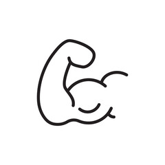 muscle icon. Building strong arm muscles for healthy men by eating protein and exercising.