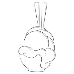 Ice cream doodle illustration. Isolated on white background.